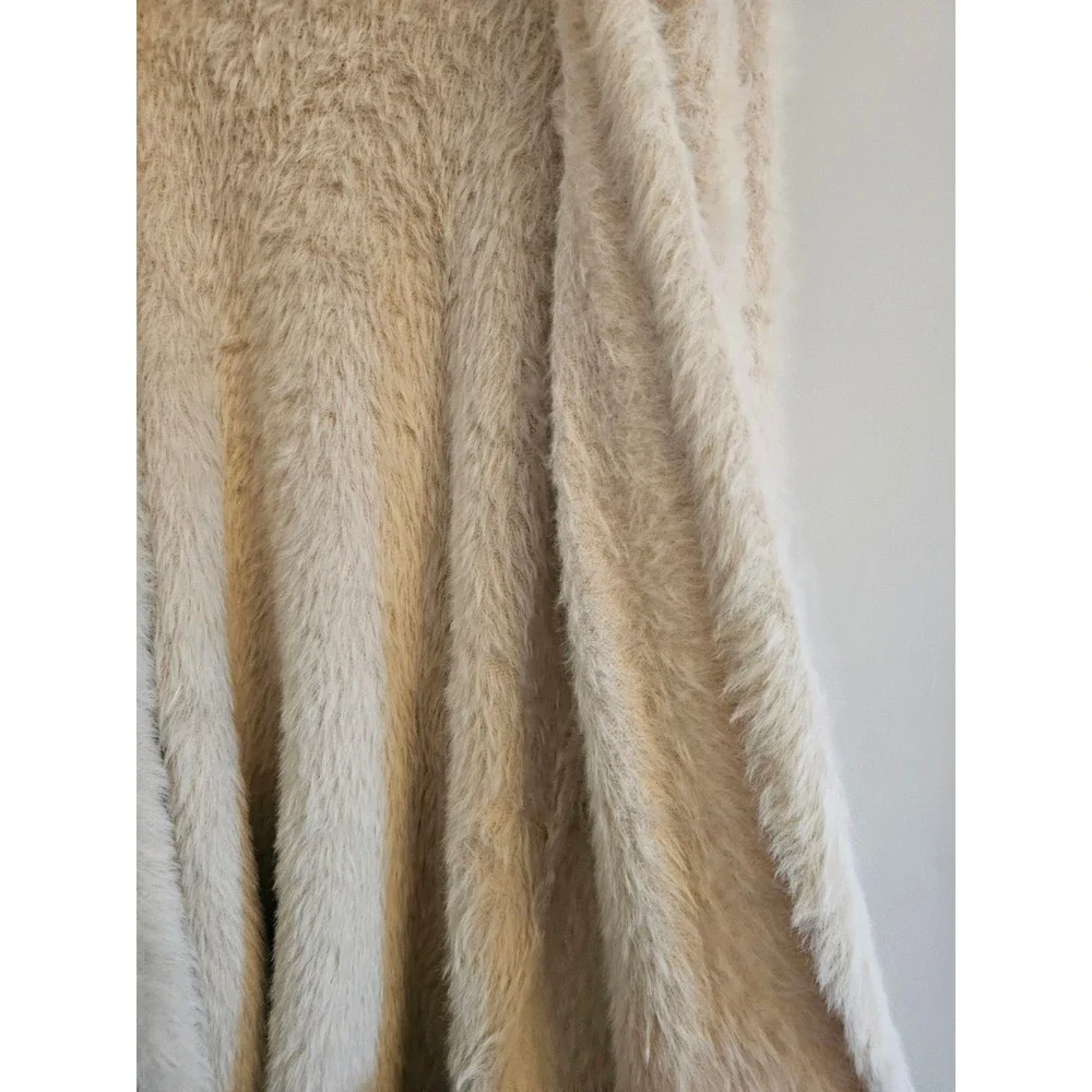 Free People faux fur Cream Fuzzy Eyelash Knit Open Front Cardigan Sweater Small